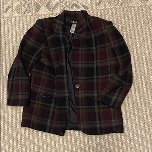 Purple Multicolor Plaid Blazer